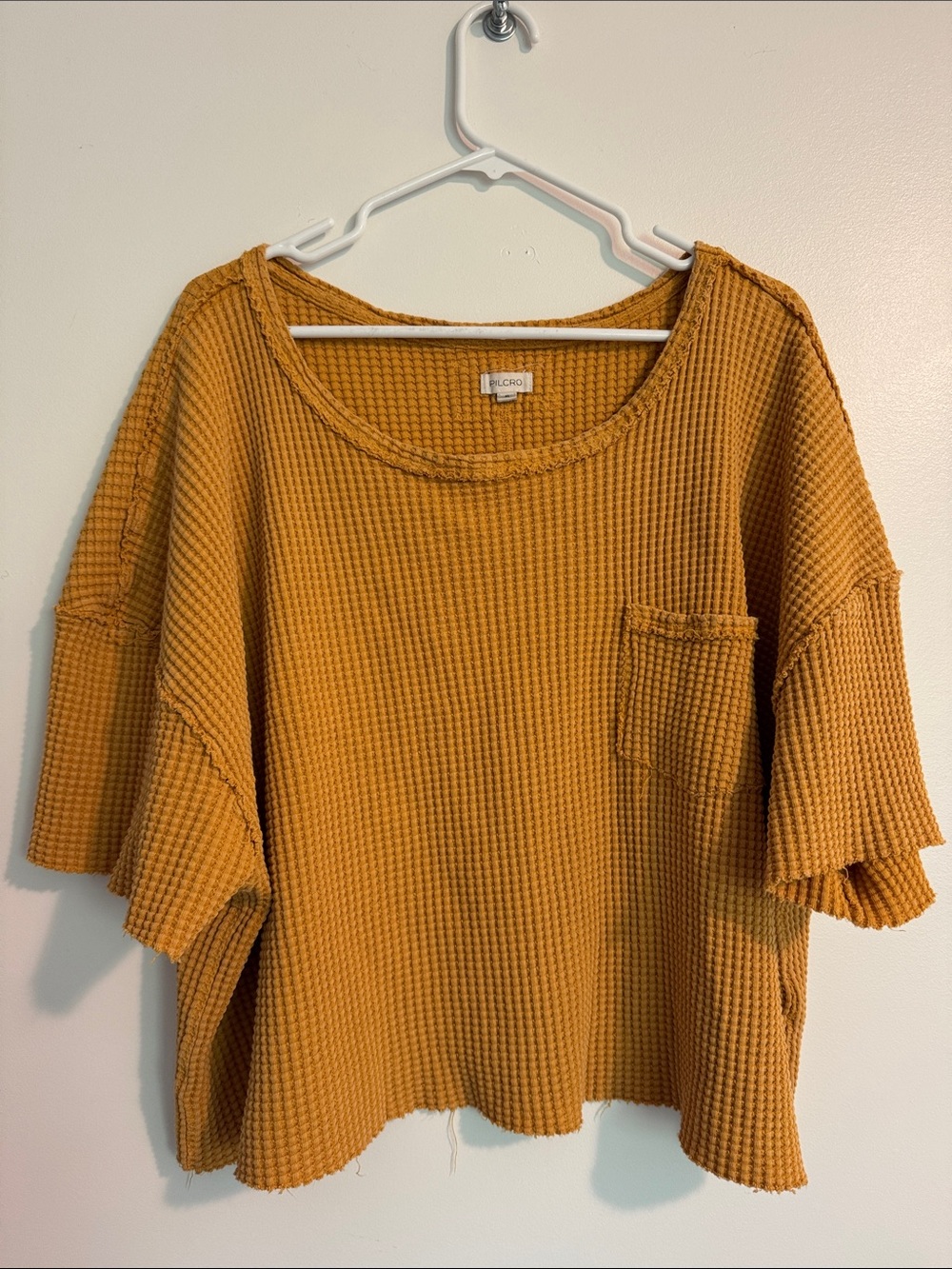 PILCRO Anthropologie Waffle Knit Tee in Mustard Yellow - Picture 3 of 5